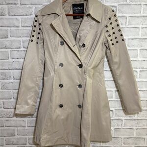 Aeropostale pretty little liars Beige Trench Coat Black Studded Sleeves, XS